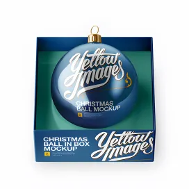 Metallic Christmas Ball in Paper Box High Angle